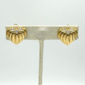 Joan Rivers Jeweled Ribbed Heart Earrings
